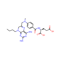 CCCCN1CC(CN(C)c2ccc(C(=O)N[C@@H](CCC(=O)O)C(=O)O)cc2)=Nc2c(N)nc(N)nc21 ZINC000169337748