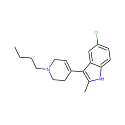 CCCCN1CC=C(c2c(C)[nH]c3ccc(Cl)cc23)CC1 ZINC000028523080