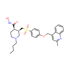 CCCCN1CC[C@@H](C(=O)NO)[C@@H](CS(=O)(=O)c2ccc(OCc3cc(C)nc4ccccc34)cc2)C1 ZINC000028372822