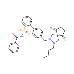 CCCCN1CC2(CN1Cc1ccc(-c3ccccc3S(=O)(=O)NC(=O)c3ccccc3)cc1)C(=O)CCC2=O ZINC000066101394