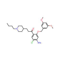 CCCCN1CCC(CCC(=O)c2cc(Cl)c(N)cc2OCc2cc(OC)cc(OC)c2)CC1 ZINC000026497845