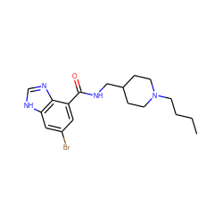 CCCCN1CCC(CNC(=O)c2cc(Br)cc3[nH]cnc23)CC1 ZINC000013491756