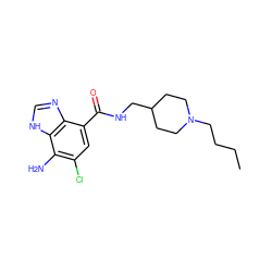 CCCCN1CCC(CNC(=O)c2cc(Cl)c(N)c3[nH]cnc23)CC1 ZINC000013491759