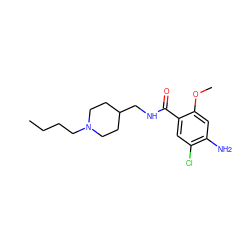 CCCCN1CCC(CNC(=O)c2cc(Cl)c(N)cc2OC)CC1 ZINC000013732245