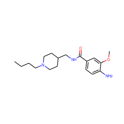 CCCCN1CCC(CNC(=O)c2ccc(N)c(OC)c2)CC1 ZINC000064540475