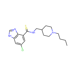 CCCCN1CCC(CNC(=S)c2cc(Cl)cc3[nH]cnc23)CC1 ZINC000169322875