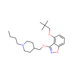 CCCCN1CCC(COc2noc3cccc(OCC(C)(C)C)c23)CC1 ZINC000095572719