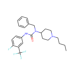 CCCCN1CCC(N(Cc2ccccc2)C(=O)Nc2ccc(F)c(C(F)(F)F)c2)CC1 ZINC001772597610