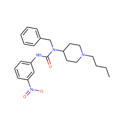 CCCCN1CCC(N(Cc2ccccc2)C(=O)Nc2cccc([N+](=O)[O-])c2)CC1 ZINC001772623930