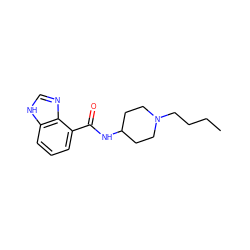 CCCCN1CCC(NC(=O)c2cccc3[nH]cnc23)CC1 ZINC000013491746