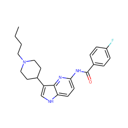 CCCCN1CCC(c2c[nH]c3ccc(NC(=O)c4ccc(F)cc4)nc23)CC1 ZINC000013523796