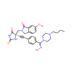 CCCCN1CCN(/C(=N/O)c2ccc(C#C[C@]3(CN4Cc5ccc(OC)cc5C4=O)NC(=O)NC3=O)cc2)CC1 ZINC000149648723