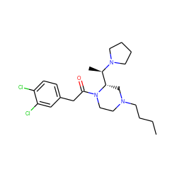 CCCCN1CCN(C(=O)Cc2ccc(Cl)c(Cl)c2)[C@H]([C@@H](C)N2CCCC2)C1 ZINC000013863722