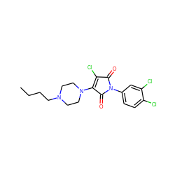 CCCCN1CCN(C2=C(Cl)C(=O)N(c3ccc(Cl)c(Cl)c3)C2=O)CC1 ZINC000064526768