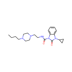 CCCCN1CCN(CCNC(=O)n2c(=O)n(C3CC3)c3ccccc32)CC1 ZINC000022939312