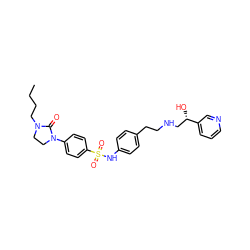 CCCCN1CCN(c2ccc(S(=O)(=O)Nc3ccc(CCNC[C@H](O)c4cccnc4)cc3)cc2)C1=O ZINC000027861945