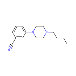 CCCCN1CCN(c2cccc(C#N)c2)CC1 ZINC001201717498