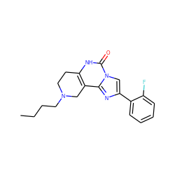 CCCCN1CCc2[nH]c(=O)n3cc(-c4ccccc4F)nc3c2C1 ZINC000013492031