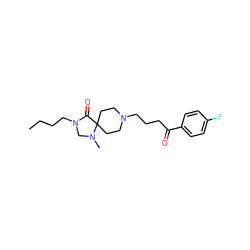 CCCCN1CN(C)C2(CCN(CCCC(=O)c3ccc(F)cc3)CC2)C1=O ZINC000013782366