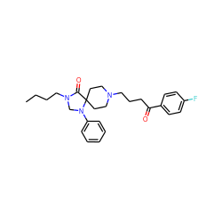 CCCCN1CN(c2ccccc2)C2(CCN(CCCC(=O)c3ccc(F)cc3)CC2)C1=O ZINC000013448508