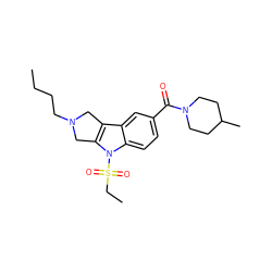 CCCCN1Cc2c(n(S(=O)(=O)CC)c3ccc(C(=O)N4CCC(C)CC4)cc23)C1 ZINC000028955372