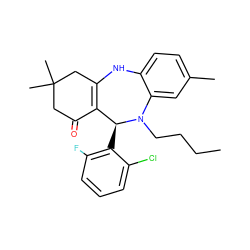 CCCCN1c2cc(C)ccc2NC2=C(C(=O)CC(C)(C)C2)[C@@H]1c1c(F)cccc1Cl ZINC000043070939