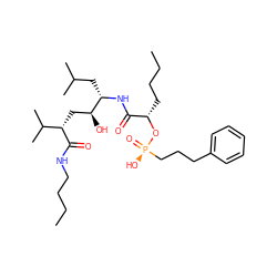 CCCCNC(=O)[C@@H](C[C@H](O)[C@H](CC(C)C)NC(=O)[C@H](CCCC)O[P@](=O)(O)CCCc1ccccc1)C(C)C ZINC000027555616
