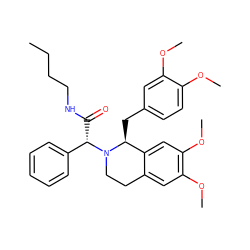 CCCCNC(=O)[C@@H](c1ccccc1)N1CCc2cc(OC)c(OC)cc2[C@@H]1Cc1ccc(OC)c(OC)c1 ZINC000034657206