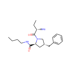 CCCCNC(=O)[C@@H]1C[C@@H](Cc2ccccc2)CN1C(=O)[C@@H](N)CC ZINC000013675984