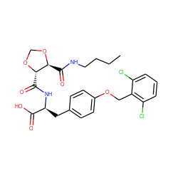 CCCCNC(=O)[C@@H]1OCO[C@H]1C(=O)N[C@@H](Cc1ccc(OCc2c(Cl)cccc2Cl)cc1)C(=O)O ZINC000058583810