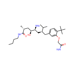 CCCCNC(=O)[C@H](C)C[C@H](O)[C@@H](N)C[C@H](Cc1ccc(C(C)(C)C)c(OCC(N)=O)c1)C(C)C ZINC000013911478