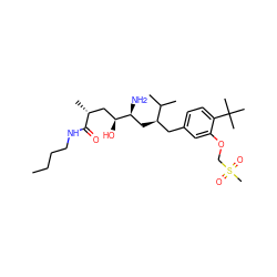 CCCCNC(=O)[C@H](C)C[C@H](O)[C@@H](N)C[C@H](Cc1ccc(C(C)(C)C)c(OCS(C)(=O)=O)c1)C(C)C ZINC000013911479