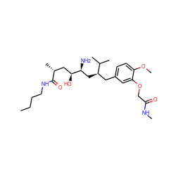 CCCCNC(=O)[C@H](C)C[C@H](O)[C@@H](N)C[C@H](Cc1ccc(OC)c(OCC(=O)NC)c1)C(C)C ZINC000014967481