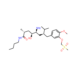 CCCCNC(=O)[C@H](C)C[C@H](O)[C@@H](N)C[C@H](Cc1ccc(OC)c(OCS(C)(=O)=O)c1)C(C)C ZINC000014967485