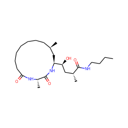 CCCCNC(=O)[C@H](C)C[C@H](O)[C@@H]1C[C@H](C)CCCCCCCC(=O)N[C@@H](C)C(=O)N1 ZINC000039148482