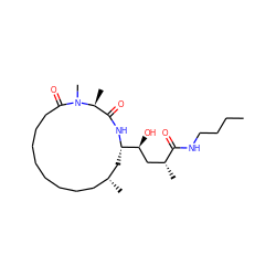 CCCCNC(=O)[C@H](C)C[C@H](O)[C@@H]1C[C@H](C)CCCCCCCCC(=O)N(C)[C@@H](C)C(=O)N1 ZINC000040874059