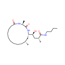 CCCCNC(=O)[C@H](C)C[C@H](O)[C@@H]1C[C@H](C)CCCCCCCCC(=O)N[C@@H](C)C(=O)N1 ZINC000040949828