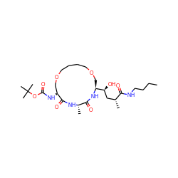 CCCCNC(=O)[C@H](C)C[C@H](O)[C@@H]1COCCCCOC[C@H](NC(=O)OC(C)(C)C)C(=O)N[C@@H](C)C(=O)N1 ZINC000014960548