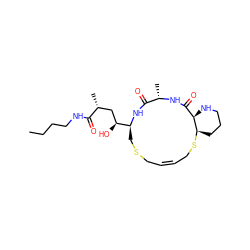 CCCCNC(=O)[C@H](C)C[C@H](O)[C@@H]1CSC/C=C/CS[C@@H]2CCCN[C@@H]2C(=O)N[C@@H](C)C(=O)N1 ZINC000014960573