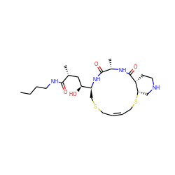 CCCCNC(=O)[C@H](C)C[C@H](O)[C@@H]1CSC/C=C/CS[C@H]2CNCC[C@H]2C(=O)N[C@@H](C)C(=O)N1 ZINC000014960569