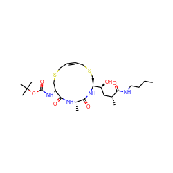 CCCCNC(=O)[C@H](C)C[C@H](O)[C@@H]1CSC/C=C\CSC[C@H](NC(=O)OC(C)(C)C)C(=O)N[C@@H](C)C(=O)N1 ZINC000014960506
