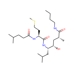 CCCCNC(=O)[C@H](C)C[C@H](O)[C@H](CC(C)C)NC(=O)[C@H](CCSC)NC(=O)CCC(C)C ZINC000039145436