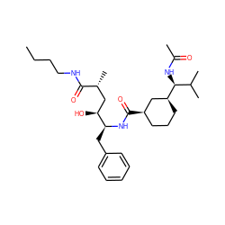 CCCCNC(=O)[C@H](C)C[C@H](O)[C@H](Cc1ccccc1)NC(=O)[C@@H]1CCC[C@H]([C@@H](NC(C)=O)C(C)C)C1 ZINC000049781104