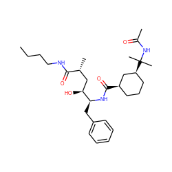 CCCCNC(=O)[C@H](C)C[C@H](O)[C@H](Cc1ccccc1)NC(=O)[C@@H]1CCC[C@H](C(C)(C)NC(C)=O)C1 ZINC000044460280