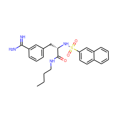 CCCCNC(=O)[C@H](Cc1cccc(C(=N)N)c1)NS(=O)(=O)c1ccc2ccccc2c1 ZINC000003834140