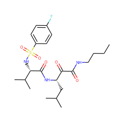 CCCCNC(=O)C(=O)[C@H](CC(C)C)NC(=O)[C@@H](NS(=O)(=O)c1ccc(F)cc1)C(C)C ZINC000003938124