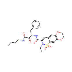 CCCCNC(=O)C(=O)[C@H](Cc1ccccc1)NC(=O)C1=Cc2cc3c(cc2S(=O)(=O)N1CC)OCCO3 ZINC000025984605