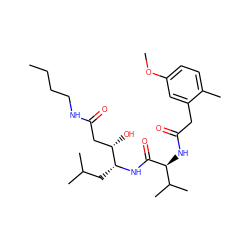 CCCCNC(=O)C[C@H](O)[C@@H](CC(C)C)NC(=O)[C@@H](NC(=O)Cc1cc(OC)ccc1C)C(C)C ZINC000026726874