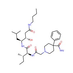 CCCCNC(=O)C[C@H](O)[C@H](CC(C)C)NC(=O)[C@@H](NC(=O)CN1CCC(C(N)=O)(c2ccccc2)CC1)[C@@H](C)CC ZINC000026675430