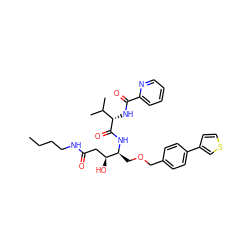 CCCCNC(=O)C[C@H](O)[C@H](COCc1ccc(-c2ccsc2)cc1)NC(=O)[C@@H](NC(=O)c1ccccn1)C(C)C ZINC000028466627